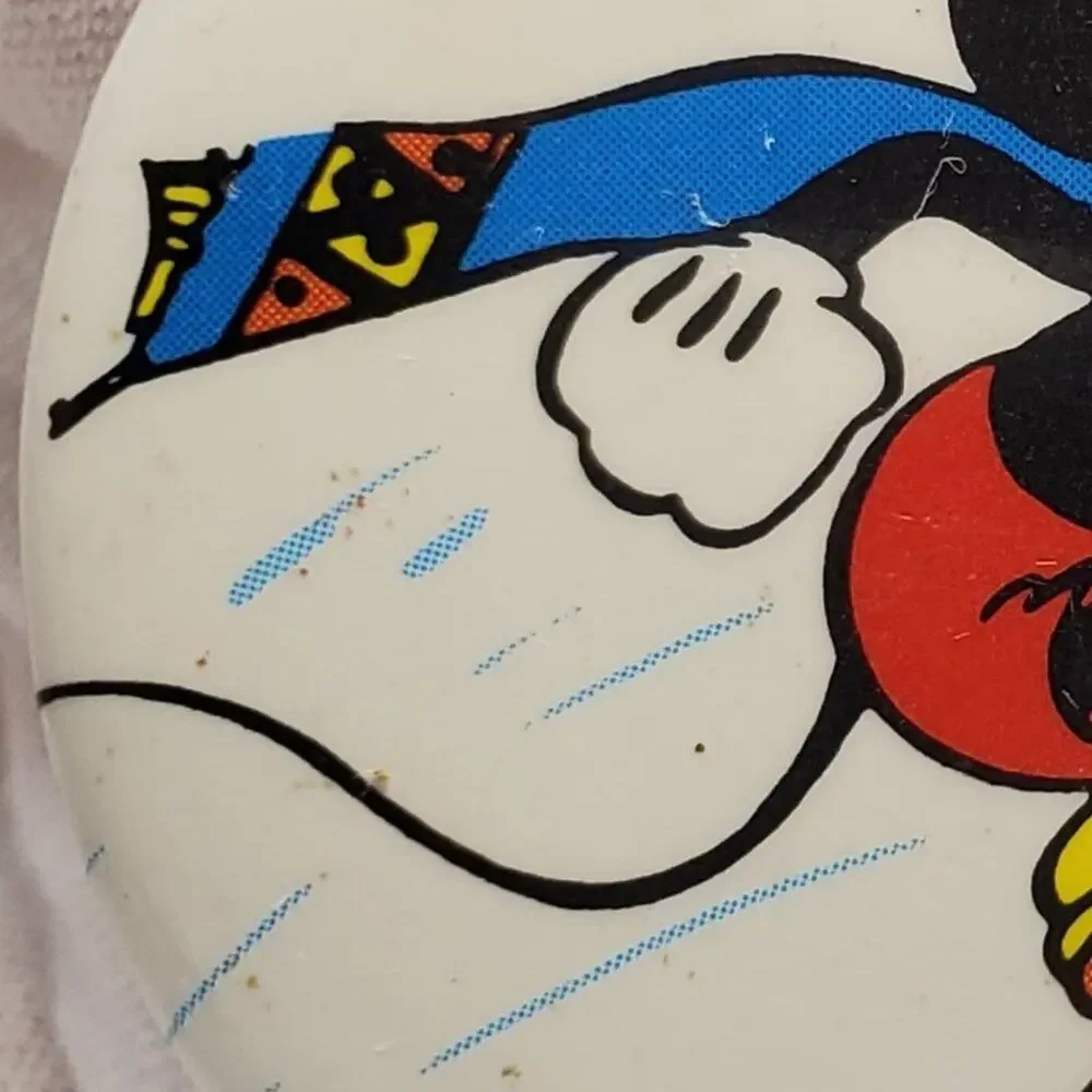 Disney Mickey Mouse Vintage Ice Skates Jumping Button